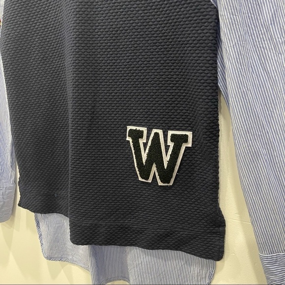 Zara Poplin Oversized 2 in 1 Collegiate Shirt Top Long Sleeve Size XS Blue - Picture 3 of 6